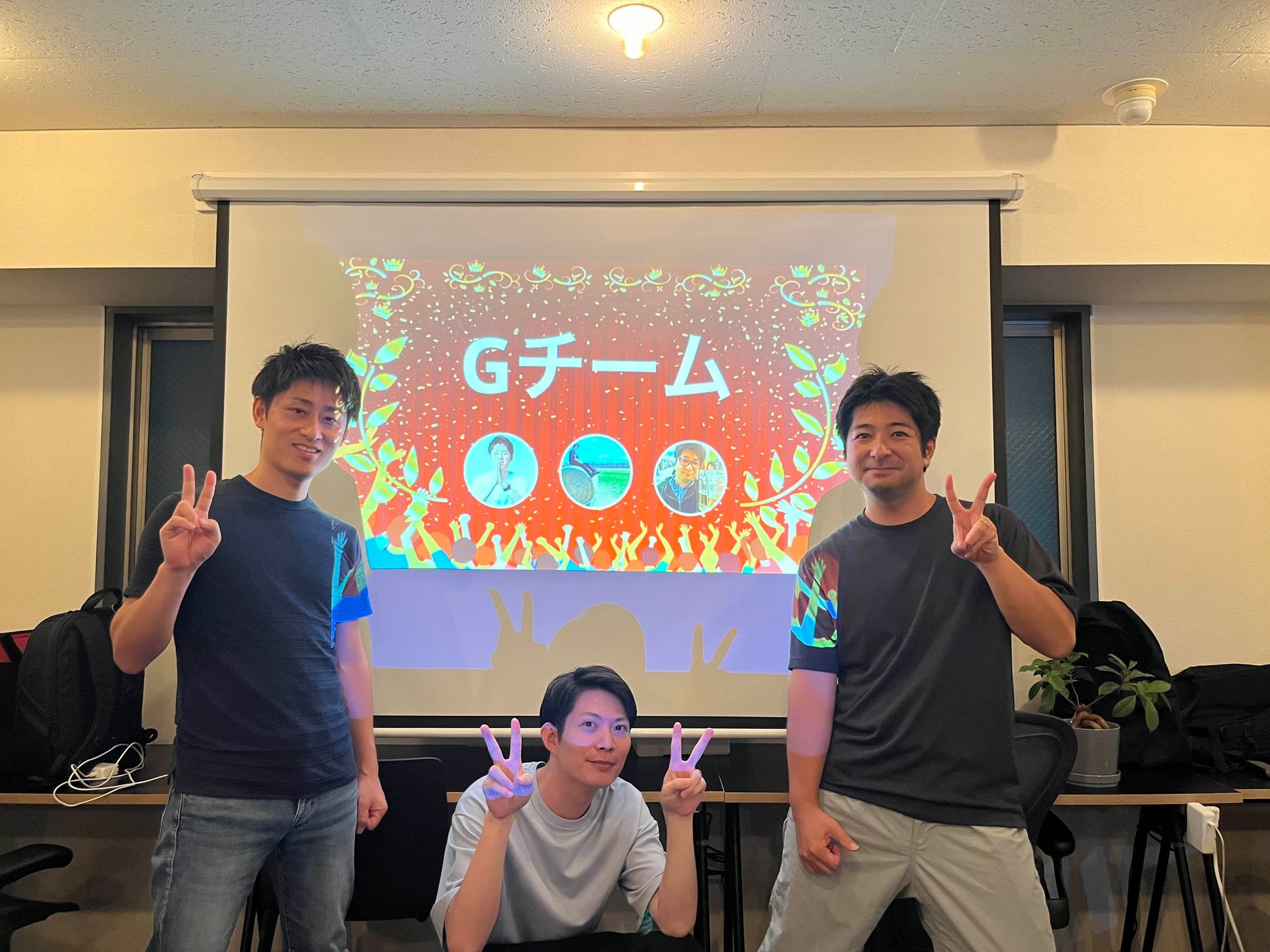 優勝したチームG (左から 麻柄、松本、唐橋)